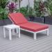LeisureMod Chelsea White Chaise Lounge Chair W/ Cushions & Side Table