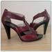 Michael Kors Shoes | Michael Kors Leather Snake Skin Merlot Colored Heelsz 9 1/2 | Color: Black/Red | Size: 9.5