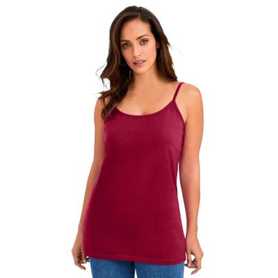 Plus Size Women's Stretch Cotton Cami by Jessica London in Rich Burgundy (Size 18/20) Straps