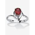 Women's Silvertone Simulated Pear Cut Birthstone And Round Crystal Ring Jewelry by PalmBeach Jewelry in Garnet (Size 10)