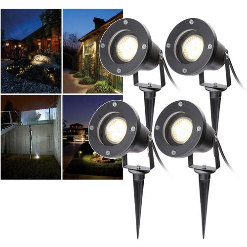 Gartenleuchte Led Gartenstrahler Warmweiss 4er Pack LED Gartenbeleuchtung IP65 4W GU10 Mit