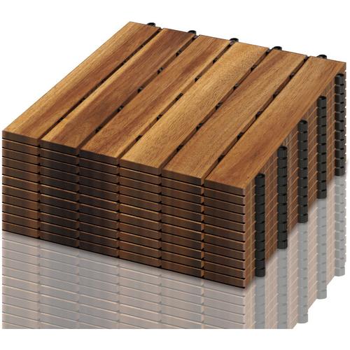 Swanew – 44 Stück Akazienholz Holzfliesen, 30x30cm Balkonfliesen Gartenfliesen Terrassenfliesen,