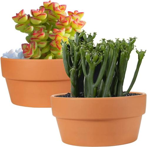 Terrakotta-Töpfe 6 Zoll, Töpfe für Pflanzen mit Drainageloch, kleine Tontöpfe für Kakteen, 4er-Pack
