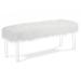 49 Inch Faux Fur Bench with Acrylic Clear Legs, White