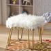 Faux Fur Square White Ottoman