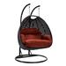 LeisureMod Mendoza Charcoal Wicker Patio Hanging Double Swing Chair - 53"