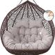 Double Egg Chair Cushion Replacement, 2 Person Large Thicken Outdoor Swing Hanging Cushion with Headrest, Washable Round Papasan Seat Pads for Garden Yard Balcony(Color:Grey)