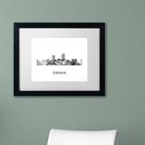 Trademark Fine Art "Omaha Nebraska Skyline WB-BW" by Marlene Watson Framed Graphic Art Canvas, Wood in Black/White | 11 H x 14 W x 0.5 D in | Wayfair