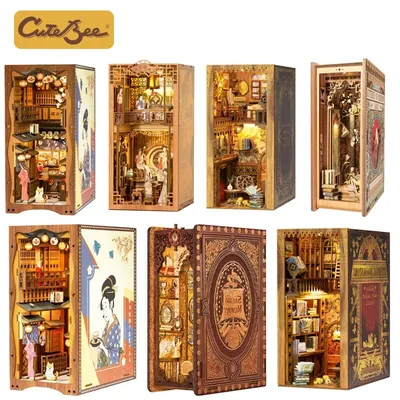 CUTEBEE – Kit de construction de livre Miniature maison de poupée avec lumière tactile Kits