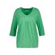 Ulla Popken Damen Shirt, Polka Dots, A-line, V-neck, Pleats, Long Sleeves T Shirts, Emerald Rock, 50-52 EU