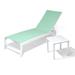 Outdoor Aluminum Adjustable Chaise Lounge and Square Side End Table Set