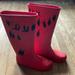 J. Crew Shoes | J Crew Red Penguin Fur Lined Rain Boots Size 7 | Color: Black/Red | Size: 7