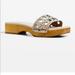 Tory Burch Shoes | Euc Tory Burch Basketweave Calfskin Clog Sandal Size 10 New Cream | Color: Cream | Size: 10