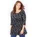 Plus Size Women's Twist Front Top by Catherines in Black Animal Skin (Size 1X)
