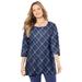 Plus Size Women's Easy Fit Squareneck Tee by Catherines in Navy Bias Plaid (Size 4X)