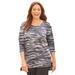 Plus Size Women's Scoopneck High-Low Tunic by Catherines in Black Abstract Zebra (Size 4X)