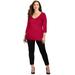 Plus Size Women's Curvy Collection Wrap Front Top by Catherines in Classic Red (Size 6X)