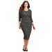 Plus Size Women's Curvy Collection Angled Stripe Dress by Catherines in Black Ivory Stripe (Size 3X)