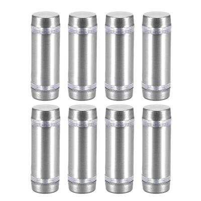 Glass Standoff Double Head Stainless Steel Standoff Holder 12mm x 37mm 8 Pcs - Silver Tone