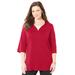 Plus Size Women's Suprema® Y-Neck Duet Tee by Catherines in Classic Red (Size 0X)