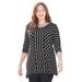 Plus Size Women's Streamline Two-Point Tunic by Catherines in Black Stripe (Size 0X)