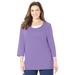 Plus Size Women's Easy Fit Crochet Trim Tee by Catherines in Vintage Lavender (Size 0X)