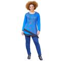 Plus Size Women's Layered Asymmetrical Tunic by Catherines in Dark Sapphire Scroll (Size 3X)