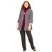 Plus Size Women's Suprema® 3/4-Sleeve Cardigan by Catherines in Black Stripe (Size 0X)