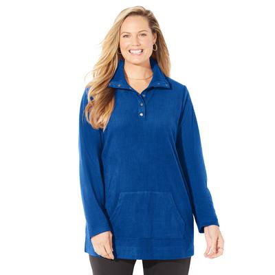 Plus Size Women's Brushed Rib Cozy Top by Catherines in Dark Sapphire (Size 0X)