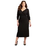 Plus Size Women's Curvy Collection Draped Midi Dress by Catherines in Black (Size 0X)