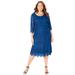 Plus Size Women's Shirred Lace Flounce Dress by Catherines in Ultra Blue (Size 4X)