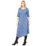 Plus Size Women's Impossibly Soft Textured Knit dress by Catherines in Navy Tweed Stripe (Size 5X)