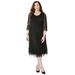 Plus Size Women's Shirred Lace Flounce Dress by Catherines in Black (Size 2X)