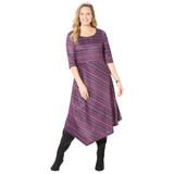 Plus Size Women's Impossibly Soft Textured Knit dress by Catherines in Pink Burst Tweed Stripe (Size 1X)