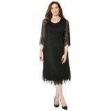 Plus Size Women's Shirred Lace Flounce Dress by Catherines in Black (Size 5X)