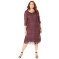 Plus Size Women's Shirred Lace Flounce Dress by Catherines in Midnight Berry (Size 0XWP)