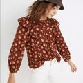 Madewell Tops | Madewell Ladder-Trim Ruffle Top In Homestead Bouquet Floral Size Small | Color: Brown | Size: S