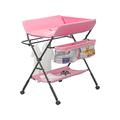 MeJa Baby Changing Table,Baby Changing Unit, Portable Folding Adjustable Changing Tables, Infant Care Station with Wheels and Storage, Diaper Organizer Station Table, Light Pink