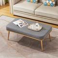 Everly Quinn Myung 44" Wide Tufted Rectangle Cocktail Ottoman Linen, Metal in Gray | 19 H x 44 W x 24 D in | Wayfair