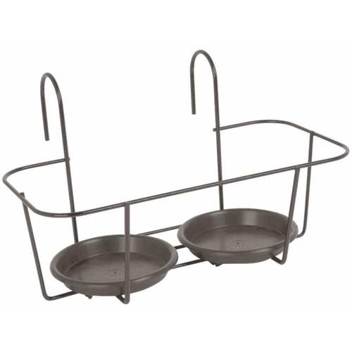 Haken-Blumentopfhalter grau für 2 Töpfe