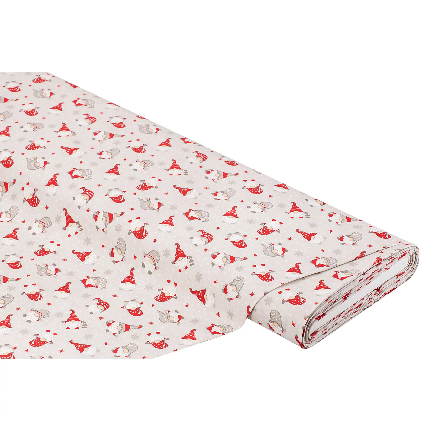 Tissu coton "petits lutins", gris/rouge, de la série "Mona