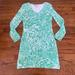 Lilly Pulitzer Dresses | Lilly Pulitzer Cotton V-Neck Dress Green Bungle In The Jungle Style 62129 Small | Color: Blue/Green | Size: S