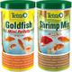 Tetra Pond Goldfish Mini Pellets Fischfutter - für kleine Goldfische und Kaltwasserfische im Gartenteich, 1 L & Pond Shrimp Mix - Snack für Teichfische aus natürlichen Shrimps und Gammarus, 1 L