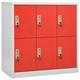 Susany Locker Cabinet, Office Workplace Metal Locker Cabinet Storage Bathroom Shelf, Storage Cabinet, Storage Organiser, With 6 Lockers, Light Grey and Red 90x45x92.5 cm Steel