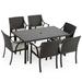 Red Barrel Studio® Rectangular 6 - Person Outdoor Dining Set w/ Cushions Metal/Wicker/Rattan in Black | 60.2 W x 35 D in | Wayfair