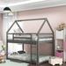 Pine Wood Twin Over Twin Low Bunk Bed with House-Shaped Frame and Ladder