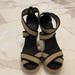 Tory Burch Shoes | Beautiful Tory Burch Wedge Sandal Black And Beige | Color: Black | Size: 8