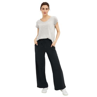 Plus Size Women's Wide Leg French Terry Sweatpant by ellos in Black (Size 34/36)