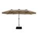 mondawe 15 ft. W. x 9 ft. D. Rectangular Lighted Market Umbrella w/ Base & Cover in Brown | 96 H x 183 W x 108 D in | Wayfair HT-105LED-TN