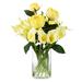 Primrue Real Touch Lilies Roses Centerpiece in Vase Natural Fibers, Glass in Yellow | 14 H x 8 W x 8 D in | Wayfair